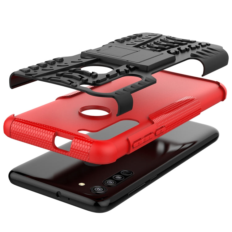 For Motorola Moto G8 / Moto G Fast Tire Texture Shockproof TPU+PC Protective Case with Holder