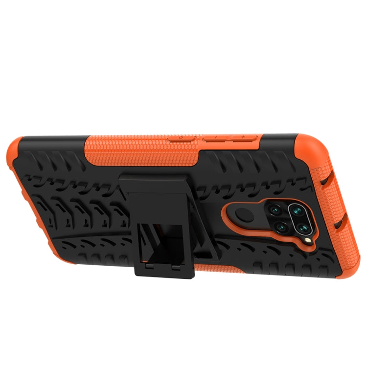 For Xiaomi Redmi Note 9 Tire Texture Shockproof TPU+PC Protective Case with Holder