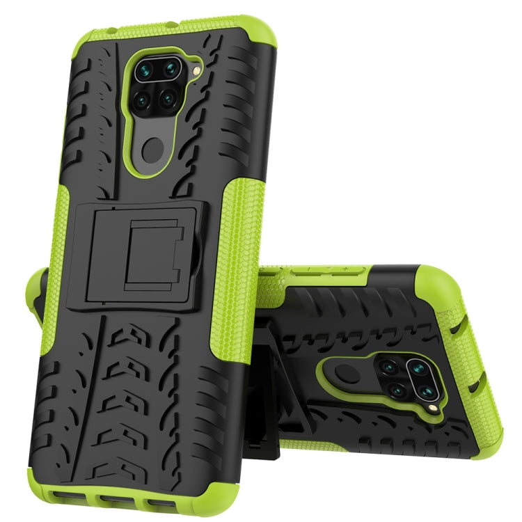 For Xiaomi Redmi Note 9 Tire Texture Shockproof TPU+PC Protective Case with Holder