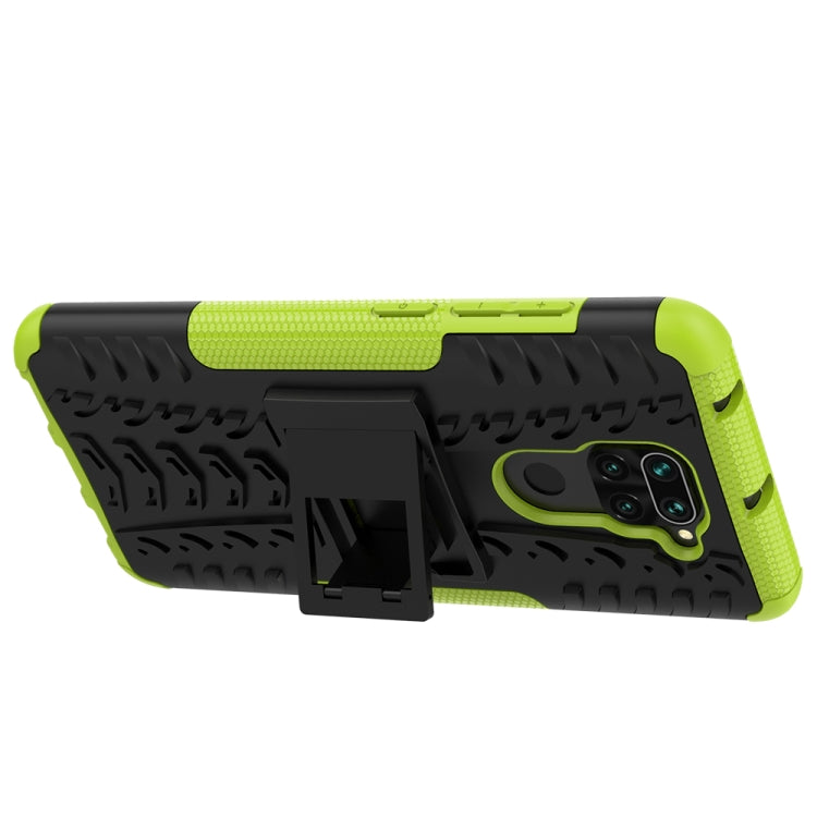 For Xiaomi Redmi Note 9 Tire Texture Shockproof TPU+PC Protective Case with Holder