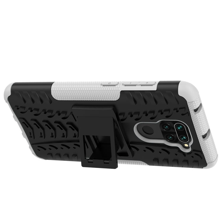 For Xiaomi Redmi Note 9 Tire Texture Shockproof TPU+PC Protective Case with Holder