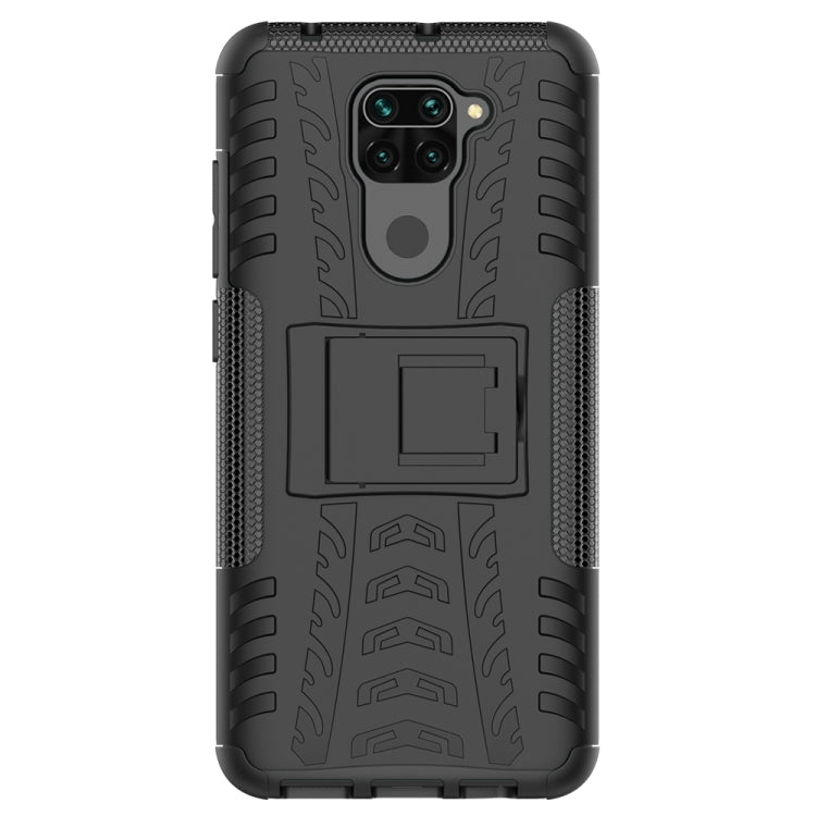 For Xiaomi Redmi Note 9 Tire Texture Shockproof TPU+PC Protective Case with Holder