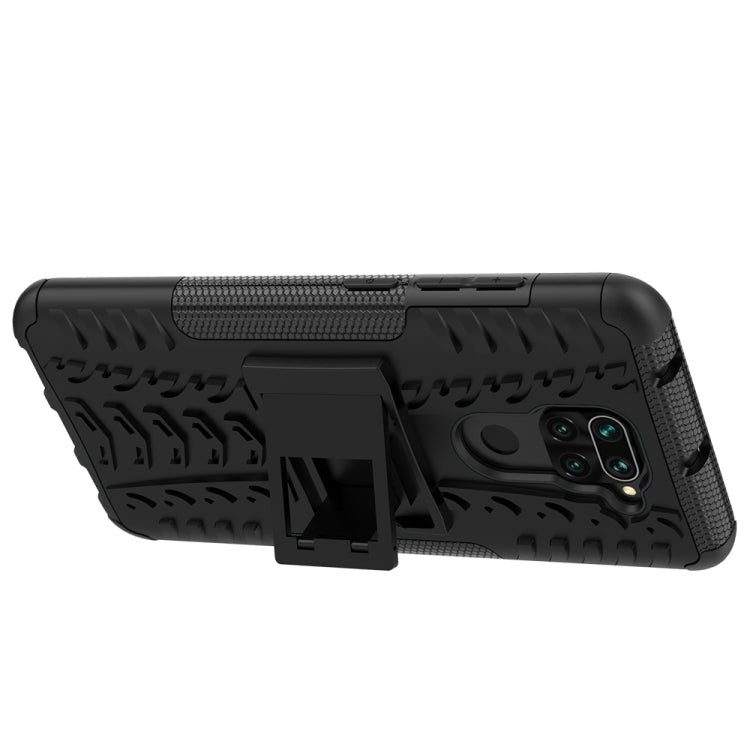 For Xiaomi Redmi Note 9 Tire Texture Shockproof TPU+PC Protective Case with Holder