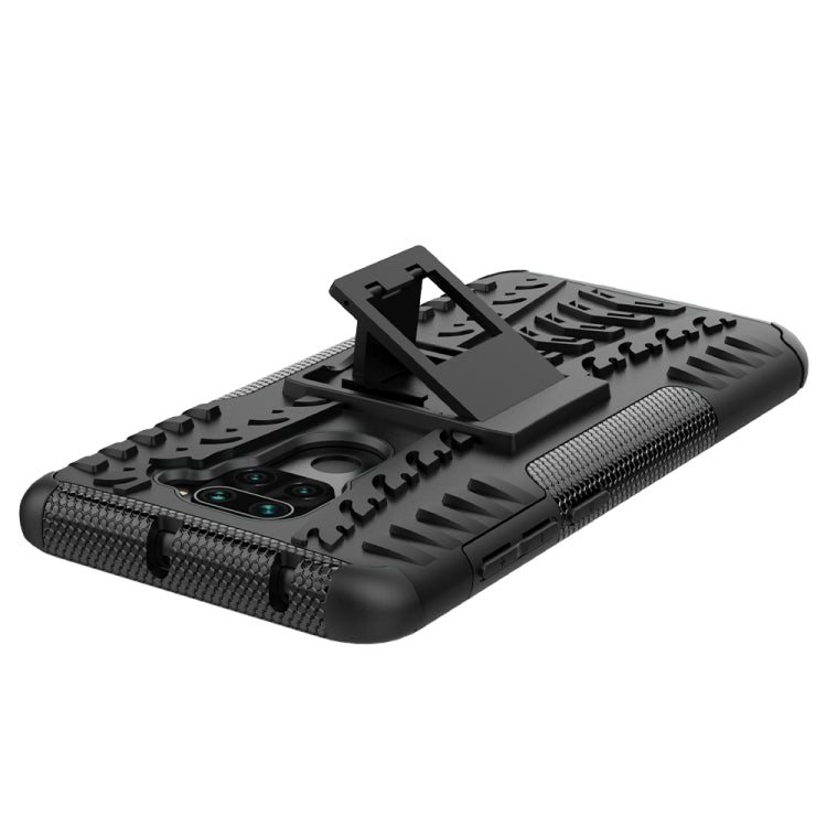 For Xiaomi Redmi Note 9 Tire Texture Shockproof TPU+PC Protective Case with Holder