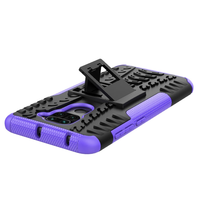 For Xiaomi Redmi Note 9 Tire Texture Shockproof TPU+PC Protective Case with Holder