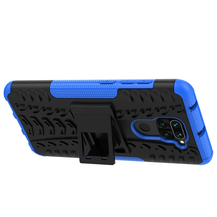For Xiaomi Redmi Note 9 Tire Texture Shockproof TPU+PC Protective Case with Holder