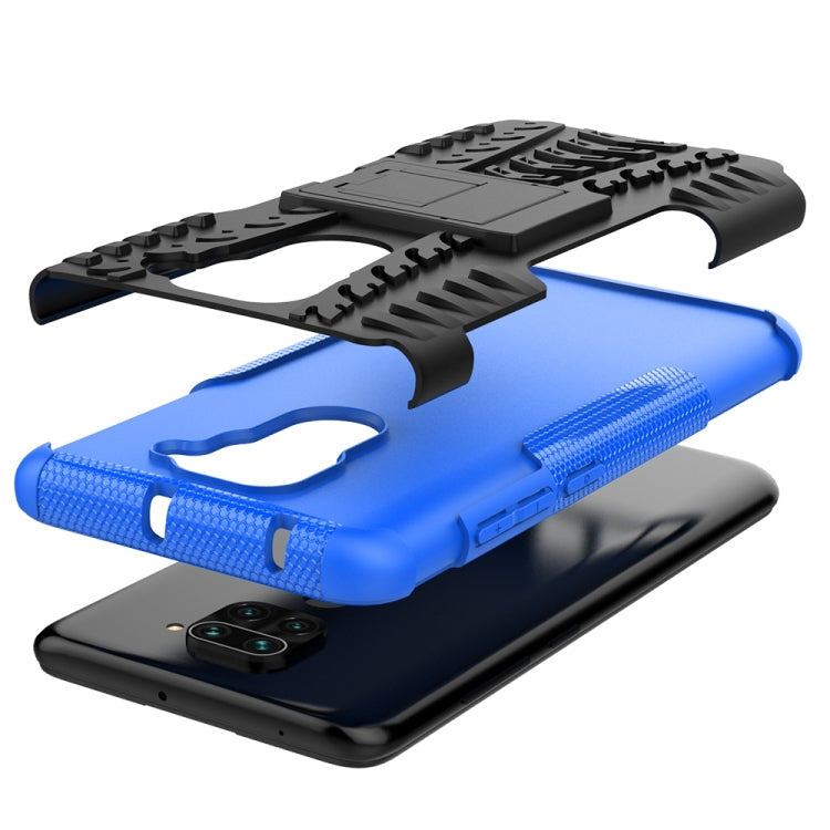For Xiaomi Redmi Note 9 Tire Texture Shockproof TPU+PC Protective Case with Holder