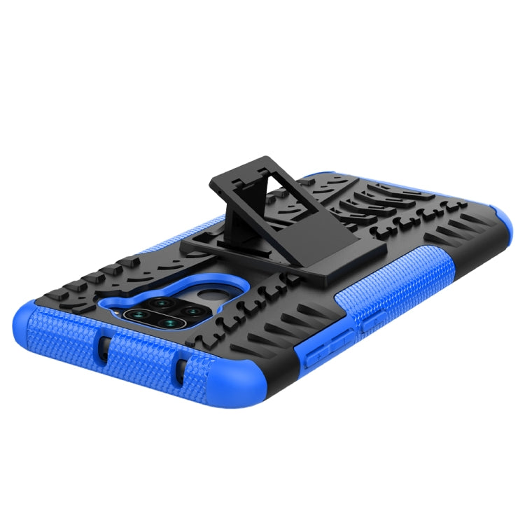For Xiaomi Redmi Note 9 Tire Texture Shockproof TPU+PC Protective Case with Holder