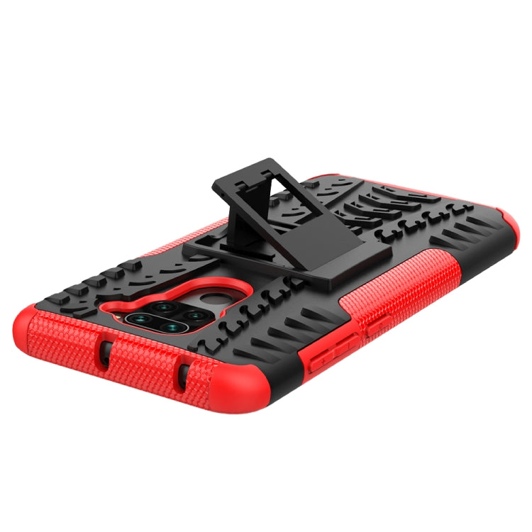 For Xiaomi Redmi Note 9 Tire Texture Shockproof TPU+PC Protective Case with Holder