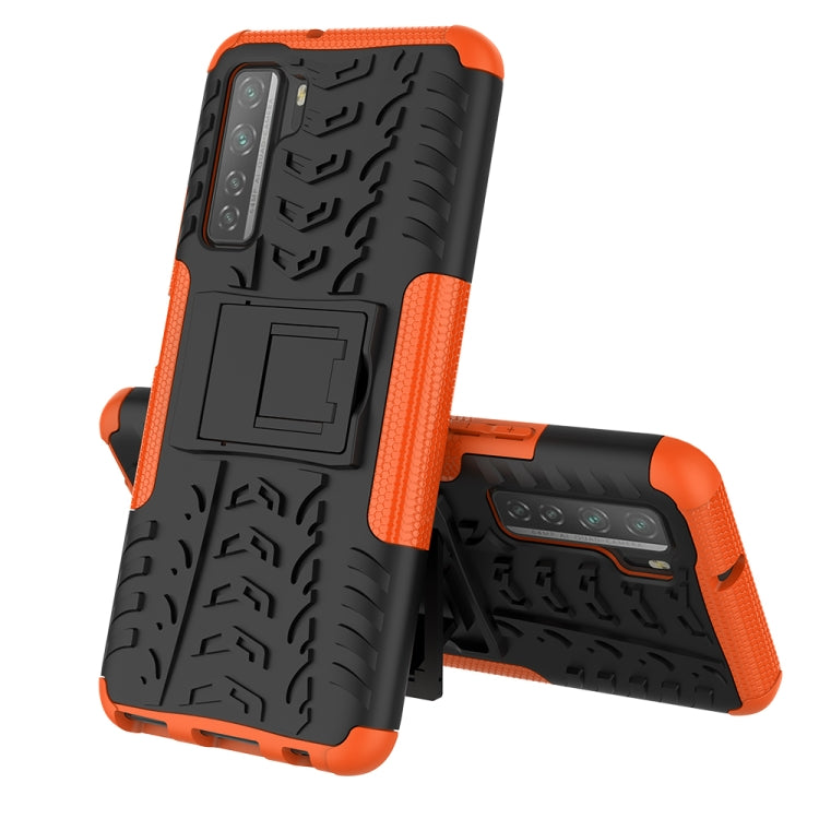 For Huawei P40 Lite 5G Tire Texture Shockproof TPU+PC Protective Case with Holder