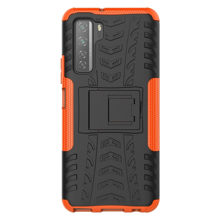 For Huawei P40 Lite 5G Tire Texture Shockproof TPU+PC Protective Case with Holder