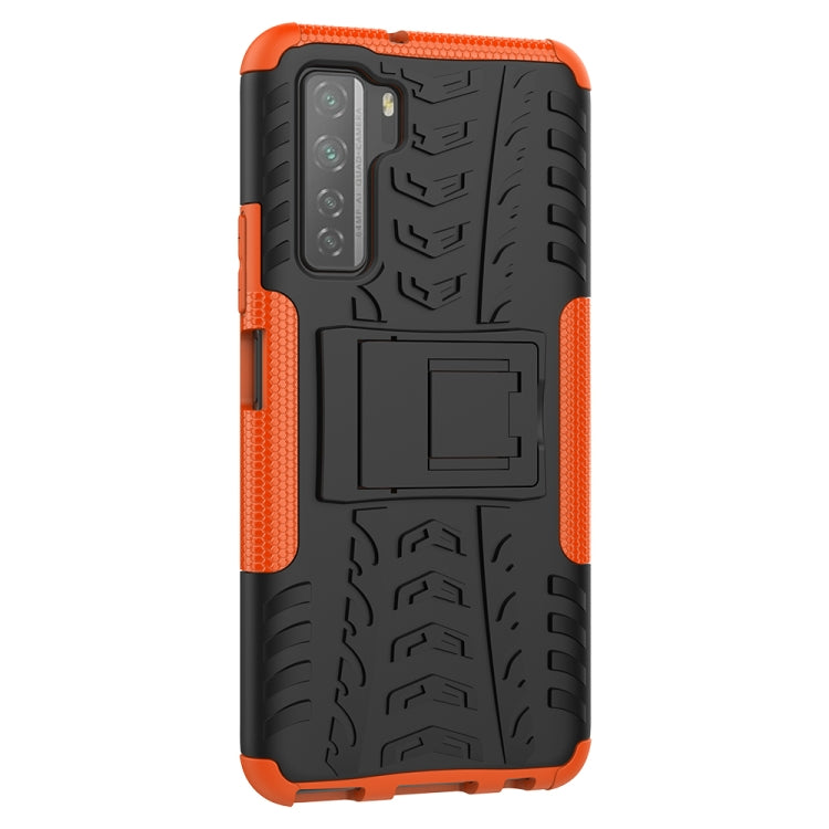 For Huawei P40 Lite 5G Tire Texture Shockproof TPU+PC Protective Case with Holder