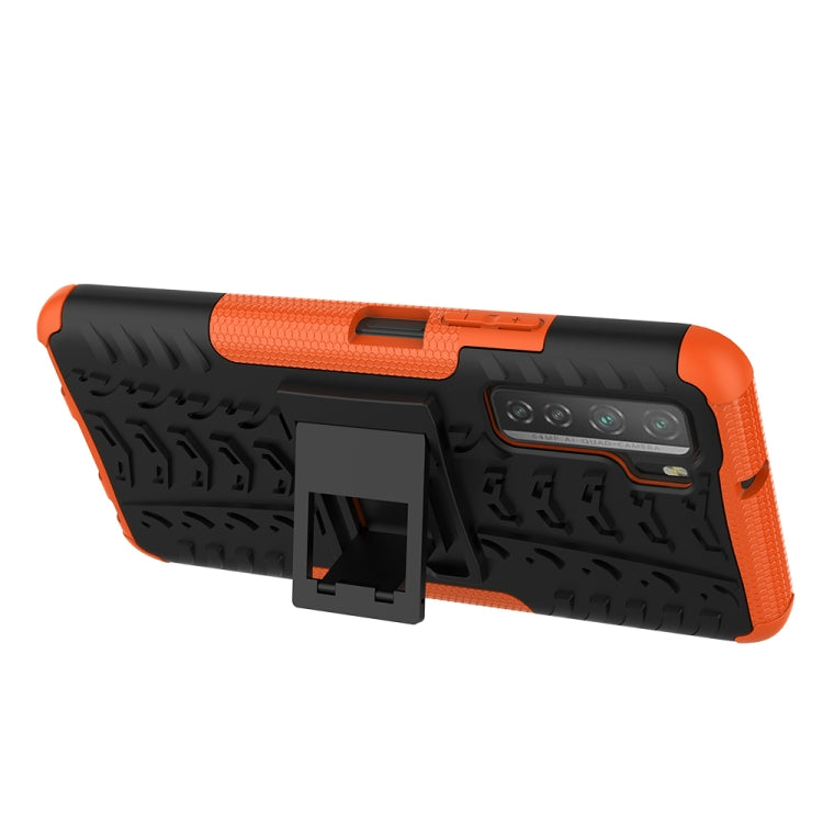 For Huawei P40 Lite 5G Tire Texture Shockproof TPU+PC Protective Case with Holder