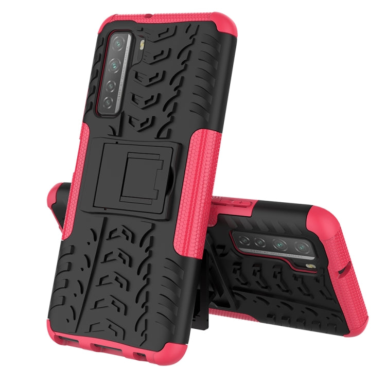 For Huawei P40 Lite 5G Tire Texture Shockproof TPU+PC Protective Case with Holder