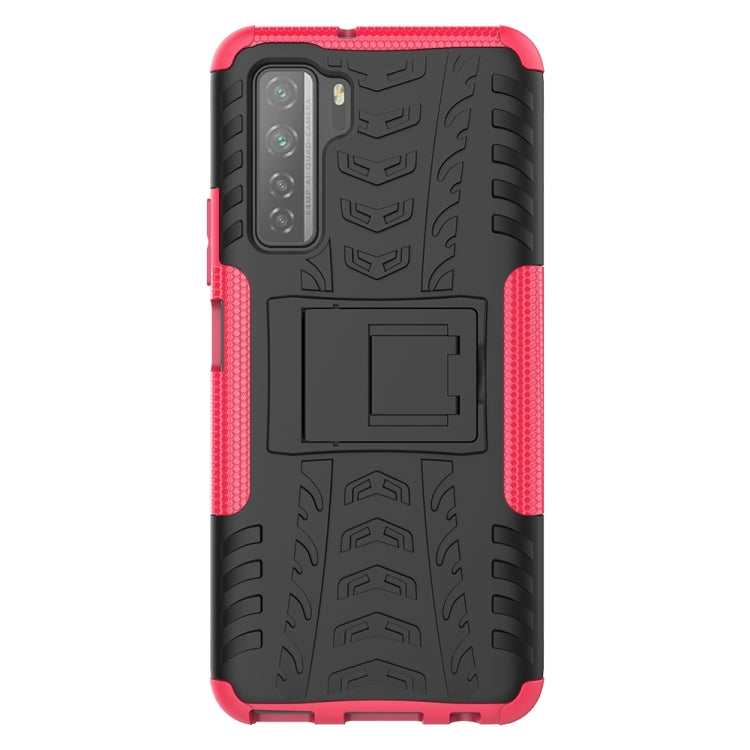 For Huawei P40 Lite 5G Tire Texture Shockproof TPU+PC Protective Case with Holder