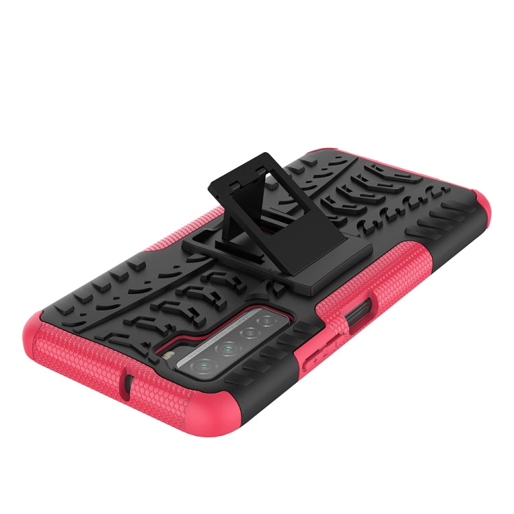 For Huawei P40 Lite 5G Tire Texture Shockproof TPU+PC Protective Case with Holder