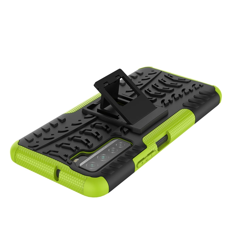 For Huawei P40 Lite 5G Tire Texture Shockproof TPU+PC Protective Case with Holder