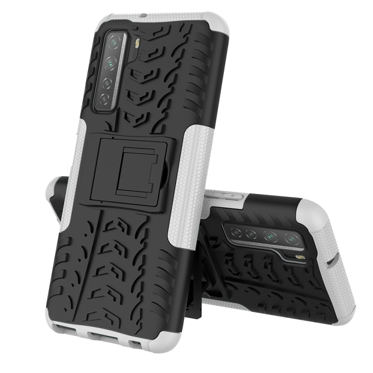 For Huawei P40 Lite 5G Tire Texture Shockproof TPU+PC Protective Case with Holder