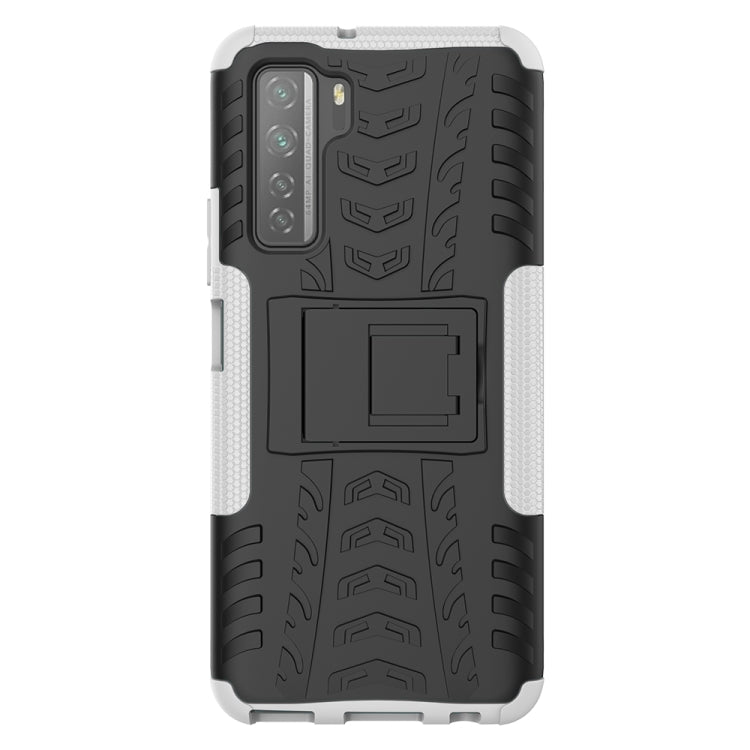 For Huawei P40 Lite 5G Tire Texture Shockproof TPU+PC Protective Case with Holder