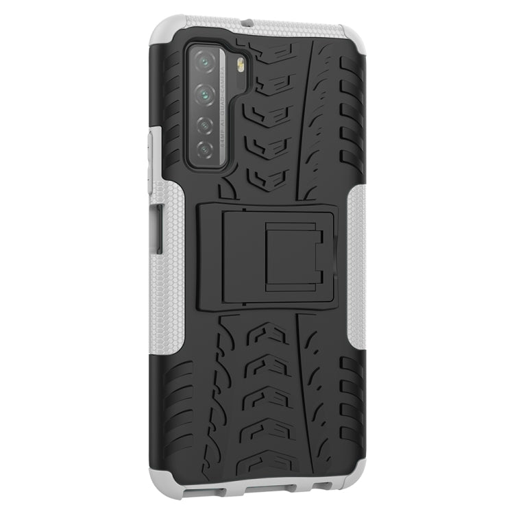 For Huawei P40 Lite 5G Tire Texture Shockproof TPU+PC Protective Case with Holder