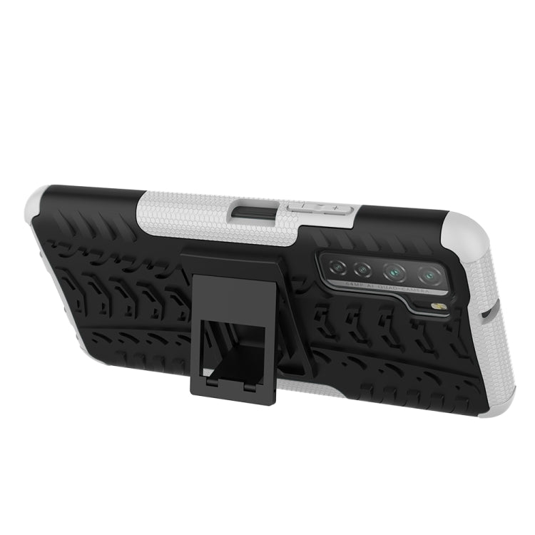 For Huawei P40 Lite 5G Tire Texture Shockproof TPU+PC Protective Case with Holder
