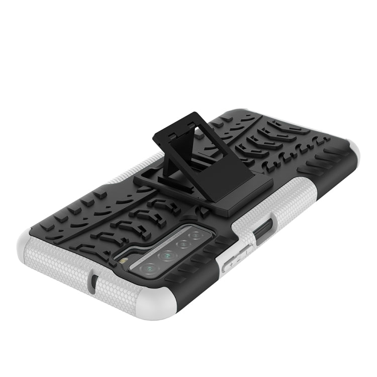 For Huawei P40 Lite 5G Tire Texture Shockproof TPU+PC Protective Case with Holder