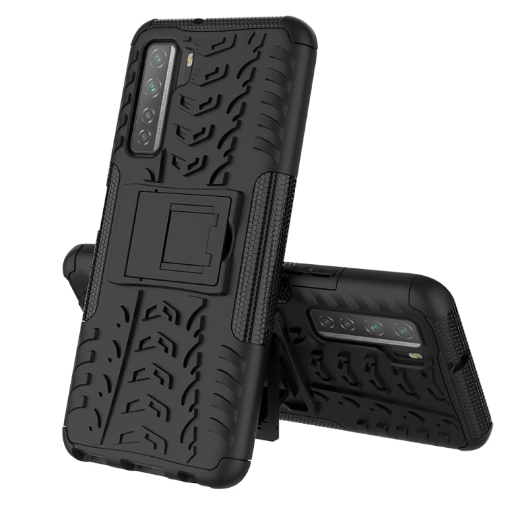 For Huawei P40 Lite 5G Tire Texture Shockproof TPU+PC Protective Case with Holder