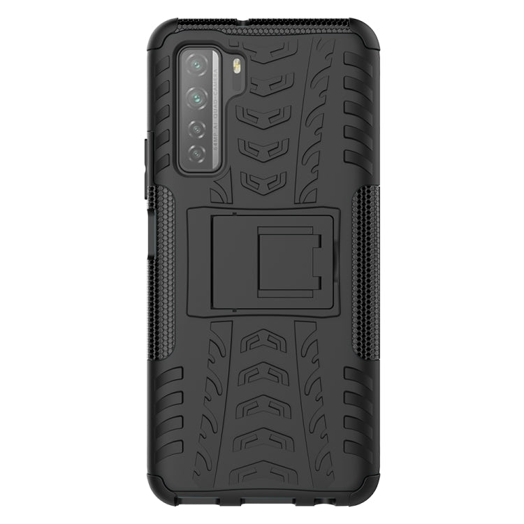 For Huawei P40 Lite 5G Tire Texture Shockproof TPU+PC Protective Case with Holder