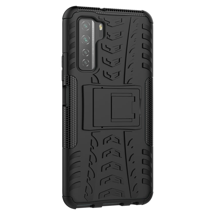 For Huawei P40 Lite 5G Tire Texture Shockproof TPU+PC Protective Case with Holder