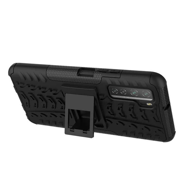 For Huawei P40 Lite 5G Tire Texture Shockproof TPU+PC Protective Case with Holder