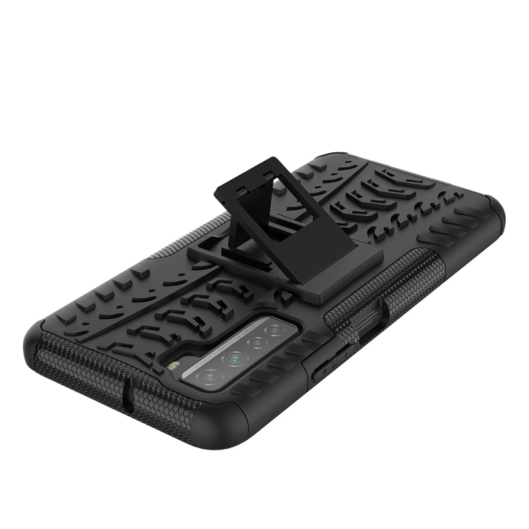 For Huawei P40 Lite 5G Tire Texture Shockproof TPU+PC Protective Case with Holder