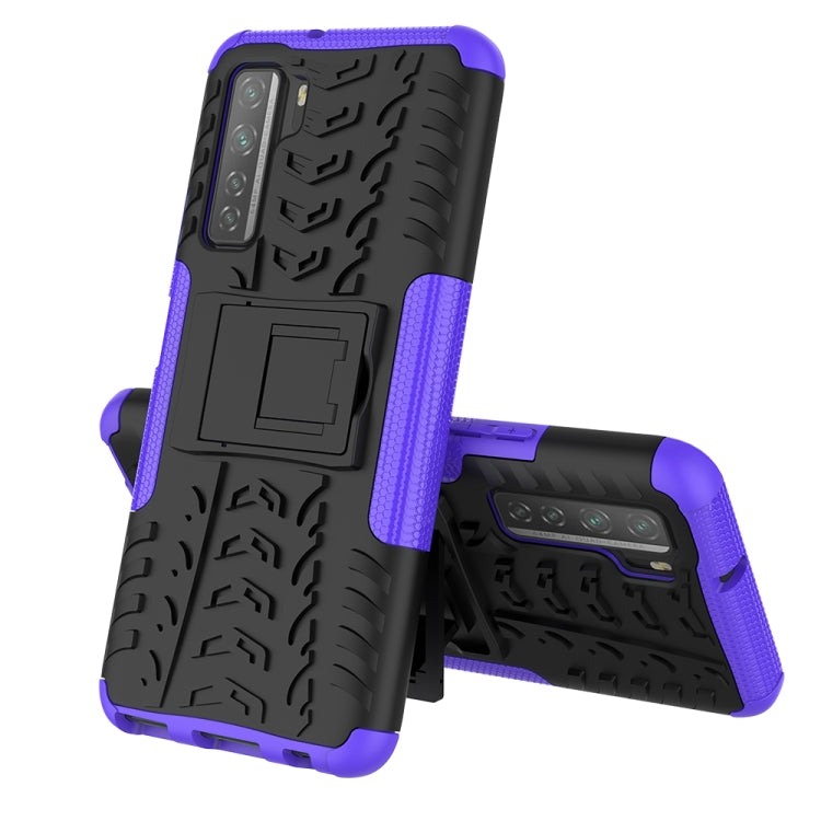 For Huawei P40 Lite 5G Tire Texture Shockproof TPU+PC Protective Case with Holder