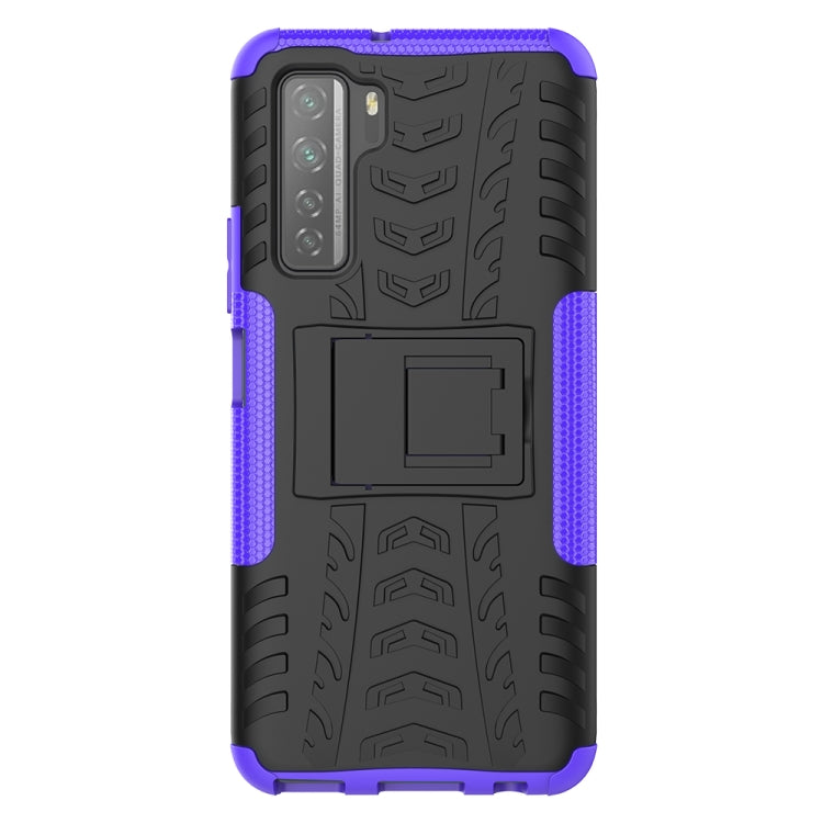 For Huawei P40 Lite 5G Tire Texture Shockproof TPU+PC Protective Case with Holder
