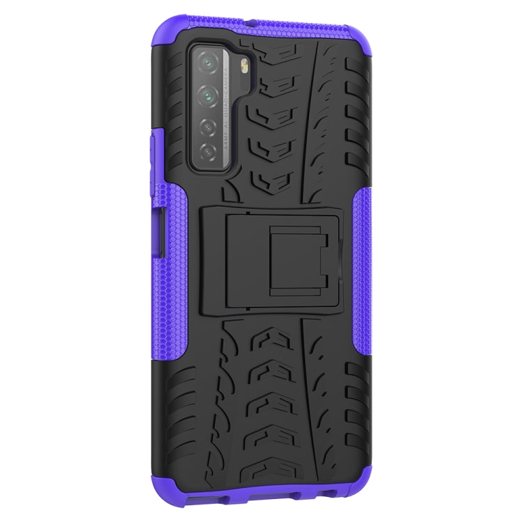 For Huawei P40 Lite 5G Tire Texture Shockproof TPU+PC Protective Case with Holder