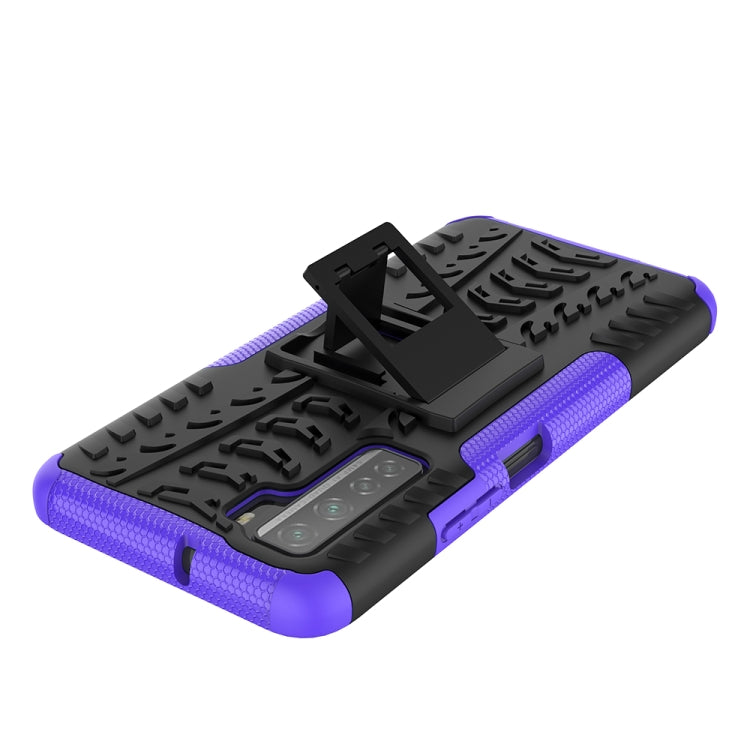 For Huawei P40 Lite 5G Tire Texture Shockproof TPU+PC Protective Case with Holder