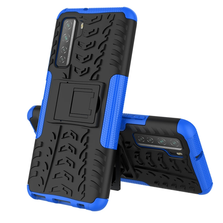 For Huawei P40 Lite 5G Tire Texture Shockproof TPU+PC Protective Case with Holder