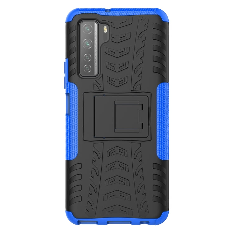 For Huawei P40 Lite 5G Tire Texture Shockproof TPU+PC Protective Case with Holder