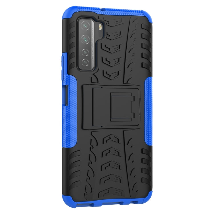 For Huawei P40 Lite 5G Tire Texture Shockproof TPU+PC Protective Case with Holder