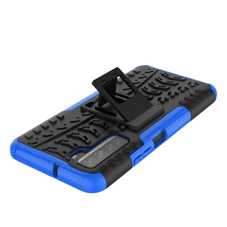 For Huawei P40 Lite 5G Tire Texture Shockproof TPU+PC Protective Case with Holder