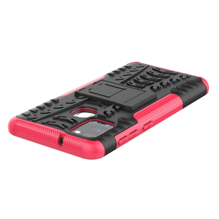 For Samsung Galaxy A21s Tire Texture Shockproof TPU+PC Protective Case with Holder