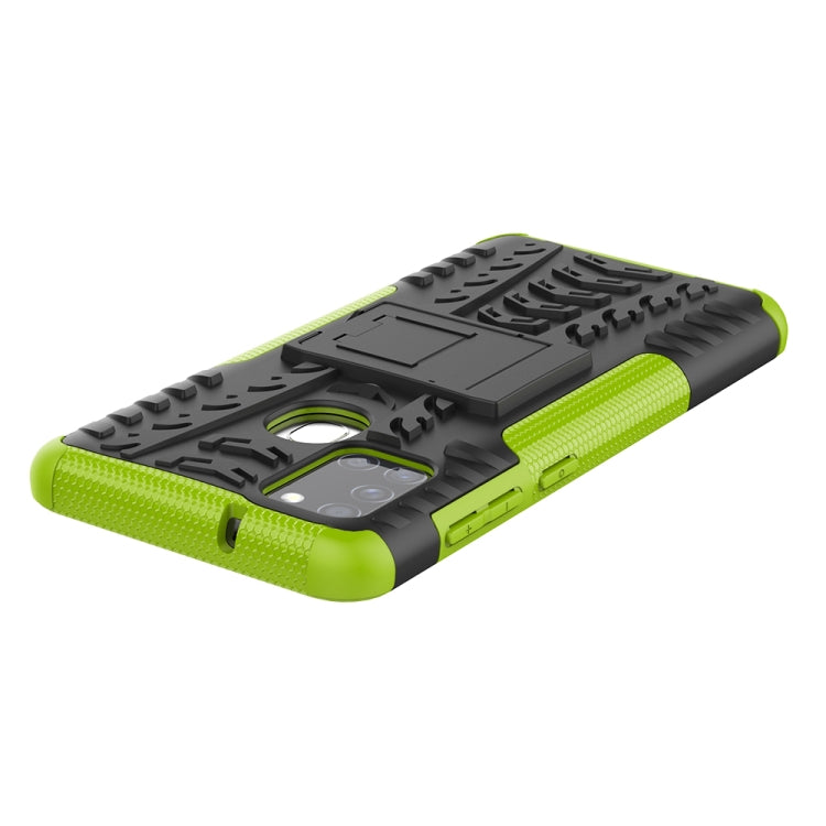 For Samsung Galaxy A21s Tire Texture Shockproof TPU+PC Protective Case with Holder