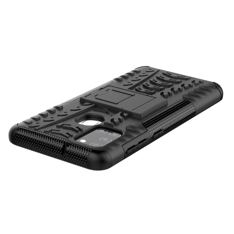 For Samsung Galaxy A21s Tire Texture Shockproof TPU+PC Protective Case with Holder