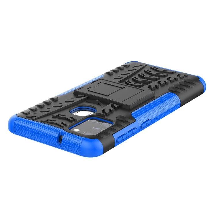 For Samsung Galaxy A21s Tire Texture Shockproof TPU+PC Protective Case with Holder