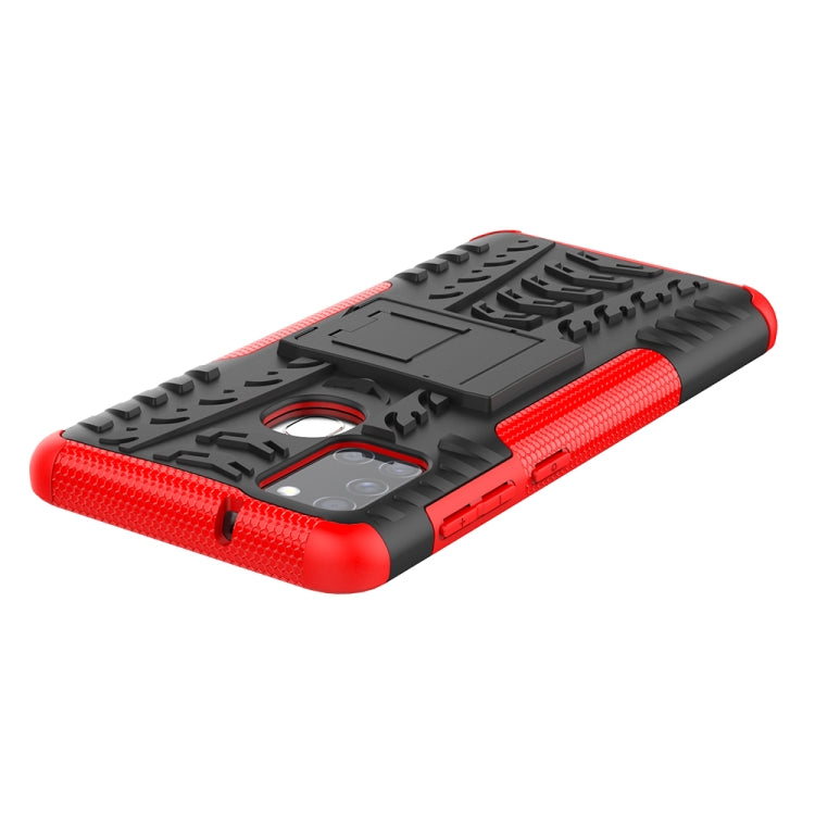 For Samsung Galaxy A21s Tire Texture Shockproof TPU+PC Protective Case with Holder