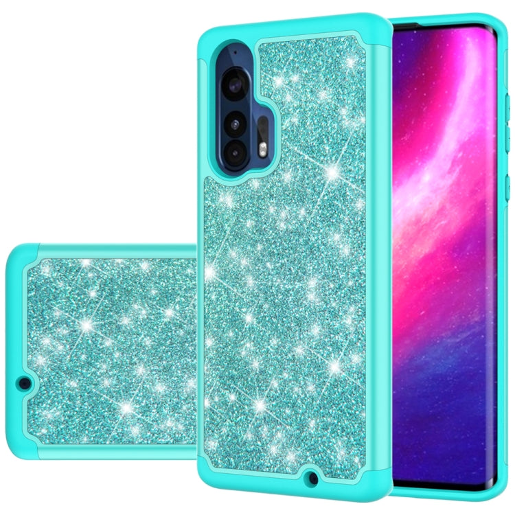For Motorola Moto Edge+ Glitter Powder Contrast Skin Shockproof Silicone + PC Protective Case