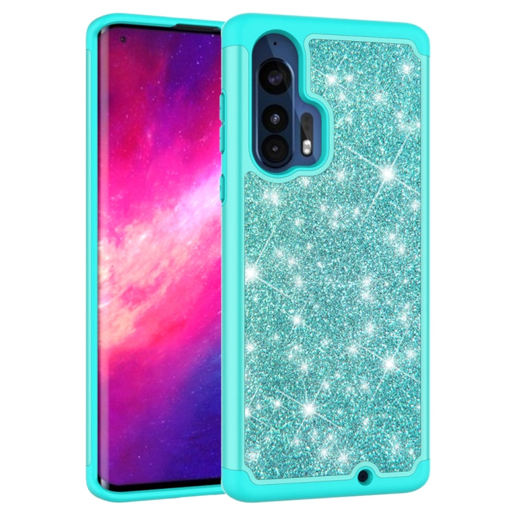 For Motorola Moto Edge+ Glitter Powder Contrast Skin Shockproof Silicone + PC Protective Case