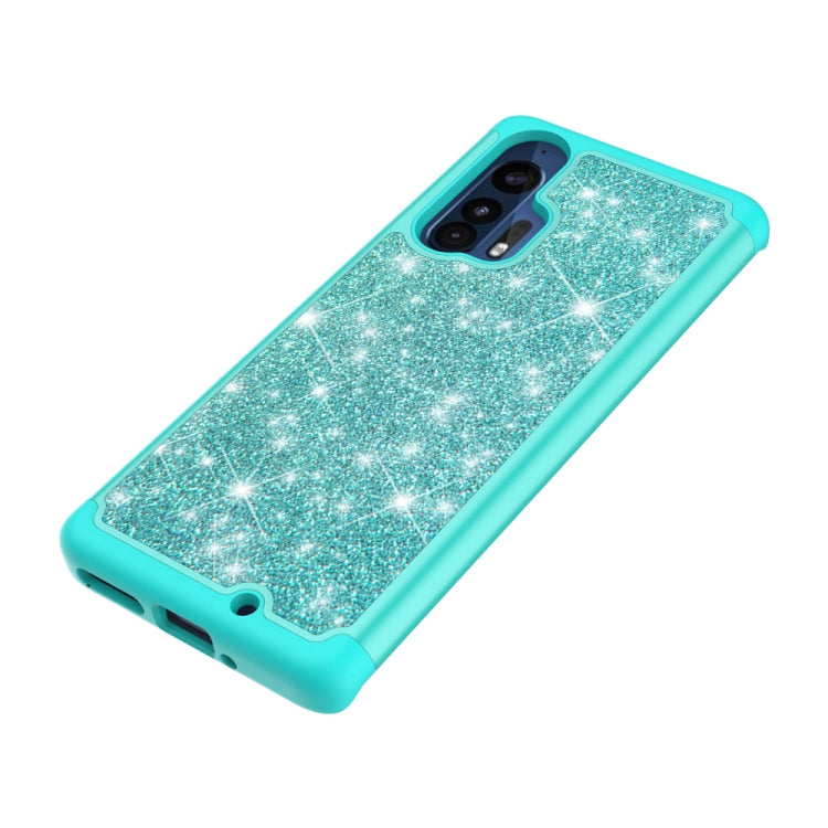 For Motorola Moto Edge+ Glitter Powder Contrast Skin Shockproof Silicone + PC Protective Case