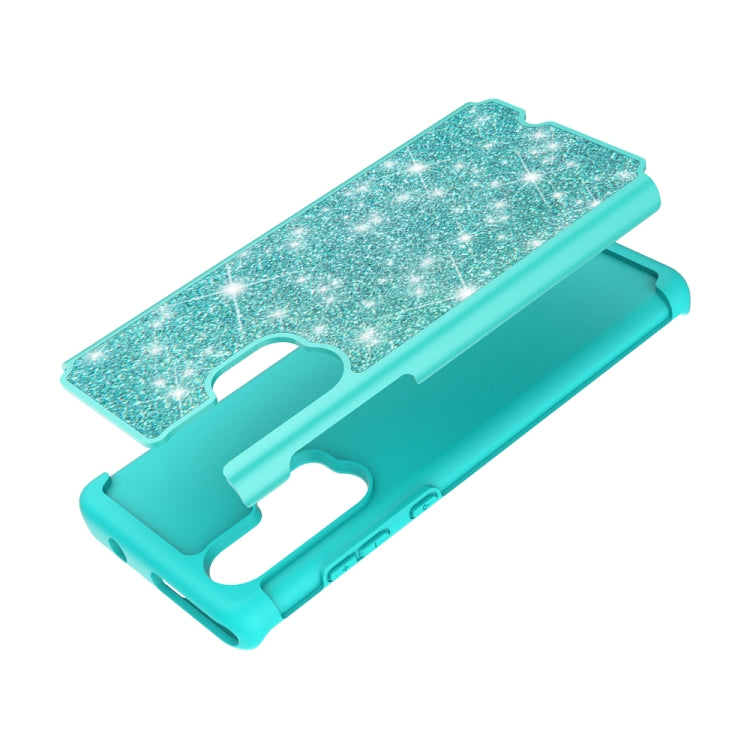 For Motorola Moto Edge+ Glitter Powder Contrast Skin Shockproof Silicone + PC Protective Case
