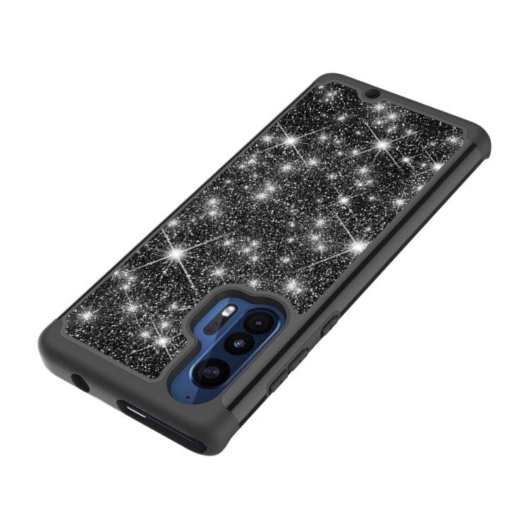 For Motorola Moto Edge+ Glitter Powder Contrast Skin Shockproof Silicone + PC Protective Case