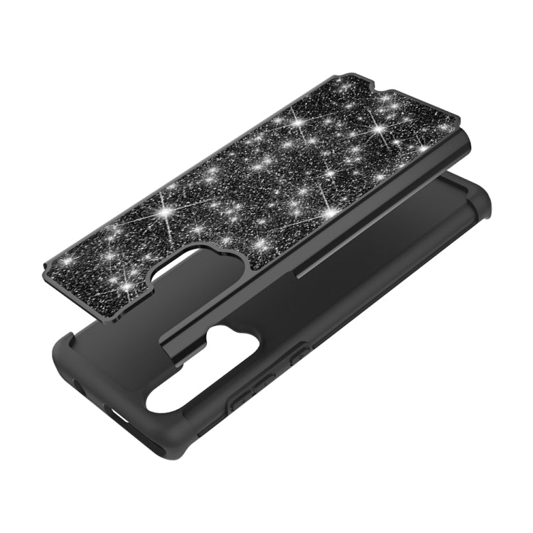 For Motorola Moto Edge+ Glitter Powder Contrast Skin Shockproof Silicone + PC Protective Case